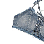 DEKA Women's Bandage Denim Bikini Set Summer New Jeans Shorts Swimwear Bra Beach Play and Bar Nightclub Swimsuit