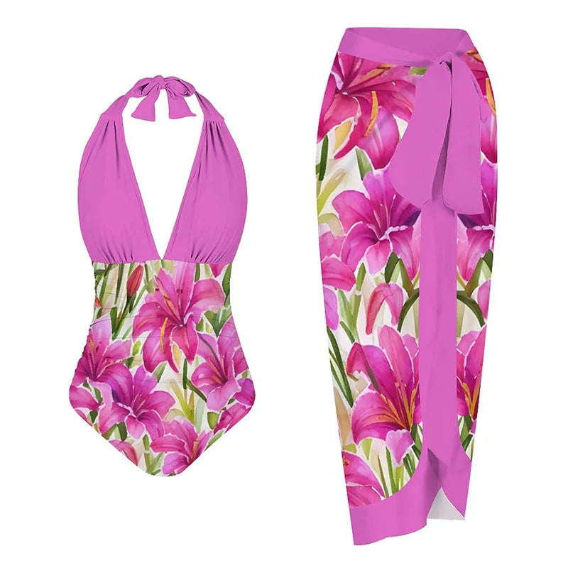 2026 New Arrival Push Up Women Bikini Set Floral Printed Ruffle Bikinis Strappy Bandage Swimwear Brazilian Biquini Bathing Suit
