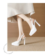 Baotou Slingbacks Sandals Women's Summer 2026 New Pointed Thin Heel High Heels for Ladies Waterproof Table Not Tired Foot Shoes