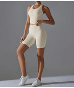Yoga Set 2PCS Sports Suit seamless sports vest Women Nude tight-fitting Gym running Shorts Fitness Tracksuit Workout Sportswear