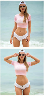 DEKA Sexy Holiday Beach Swimsuit Shorts Denim Thongs Beach Summer Holiday Wear For Ladies Bikini Pants Mid Waist Female Clothes