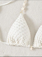 Sexy White Shell String Bikini 2026 Women Luxury Push Up Bra Tie Side Thong Swimsuit Brazilian Beach Bathing Suit Micro Swimwear
