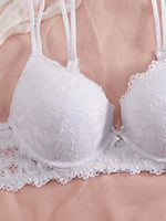 6-Piece Set Women's Bra and Panties Set Sexy Patterned Lace Patchwork No Lining Comfortable Fitting Women's Push-Up Bra Women's Underwear Set
