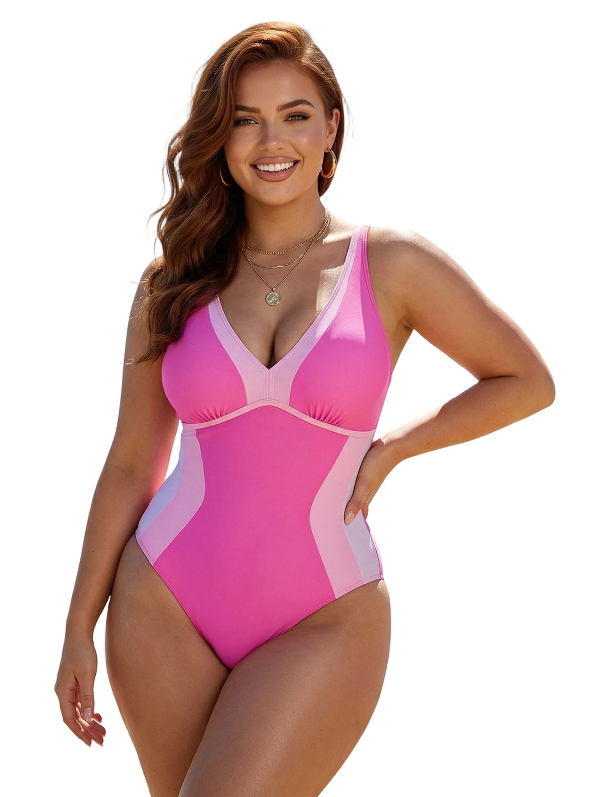 Women Bikini Contrast Color Monokini Swimsuit V-Neck Tie Back Sleeveless Bodysuit Swimwear for Beachwear Bathing Suits