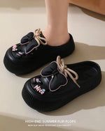 Women Fashion Clogs DIY Cute Bowknot Summer Platform Shoes Female Home Street Slippers Soft EVA Close Toe Girls Beach Sandals