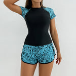 Print Two Pieces Swimsuits Shorts High Waisted Swimwear Female Tankini Sets Beach Wear Bathing Surfing Suit Women Swimming Suit