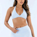 HISTELLO Origin Halter Bra Women Gym Underwear Removable Pads Sports Bra Backless Fitness Top Sexy Pilates Yoga Workout Clothing