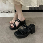 Fashionable High-Heeled Sandals Women's Summer Thin Strap Outer Wear Thick Bottom Drag Shoes Southeast Asia Beach Sandals