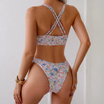 New Sexy Floral Print Lace Up Bikini 2026 Women Swimwear Female Swimsuit Two Pieces Thong Bikini Set Bather Bathing Suit Beach