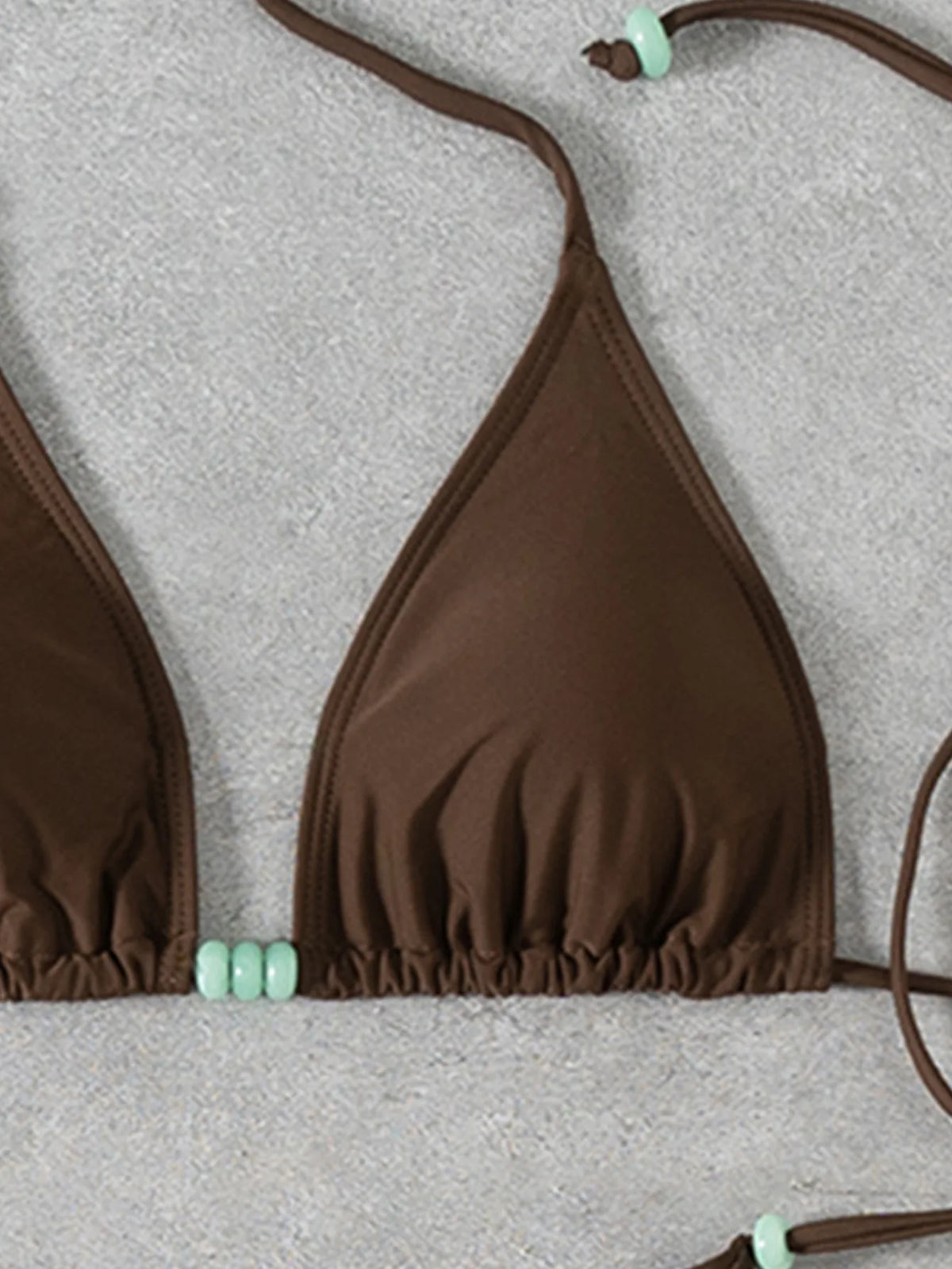 Sexy Coffee Bikini Set Women Pearls Strap Push Up Bandage Thong Swimsuit 2025 Brazilian Summer Bathing Suit Micro Swimwear