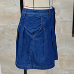 Women Casual Solid Color Solid Color Denim Pleated Skirts Fashionable High Waist Mini Skirt with Pockets Streetwear