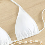 Sexy White Shell String Halter Triangle Bikini Set Women Swimwear Micro Thong Swimsuit Bathing Suit Mini Bikinis 2026 Mujer Swim