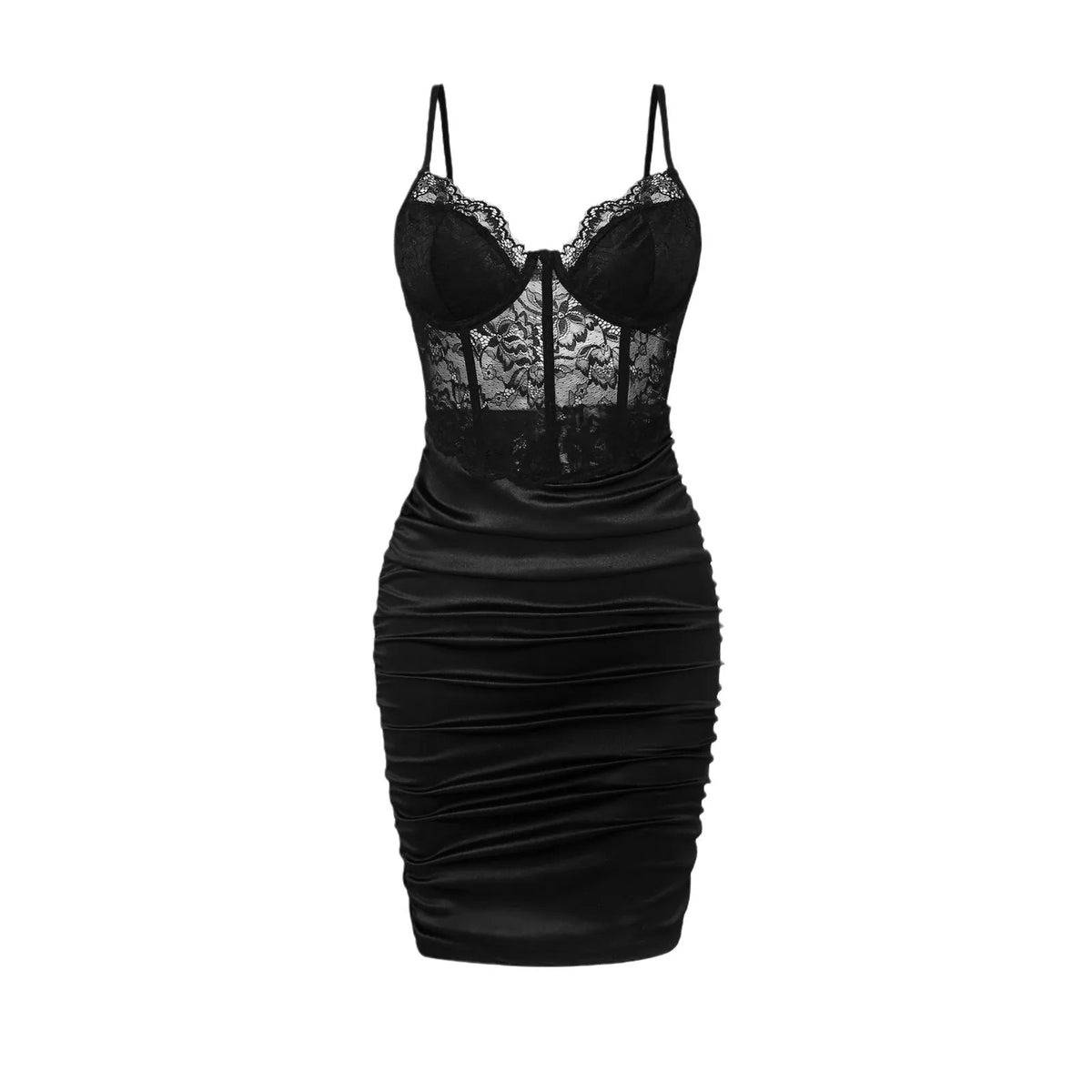 Elegant Sleeveless Dress for Woman New Fashion Sexy Lace Pleated Flower Patterned Hip Wrap Skirt Y2k Slim Fit Dresses for Female