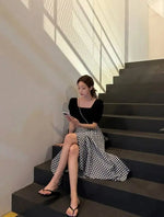 WOMENGAGA Korea Style 2023 Spring/Summer New High Waist Elegant Split Plaid Skirts Half Length Skirts Fashion Women 2023 22IV