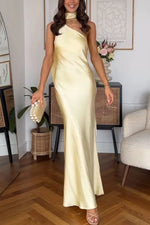 Sweet And Fresh Party Prom Dresses Women Light Yellow Slant Collar Off Shoulder Package Hip Slim Banquet Dress Elegant Socialite