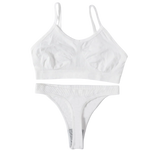 Women Ribbed Bra And Panties Set Seamless Bra Low Rise Thongs Sexy Lingerie Set Comfort Wire Free Tops Female Underwear