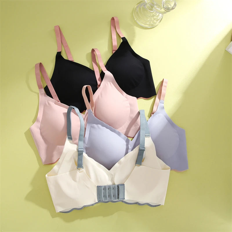 Seamless Invisible Cute Bra For Women Sexy Lingerie Deep Vneck Push Up Bra Wire Free Brassiere Bra Removable Pads Bralette Bra