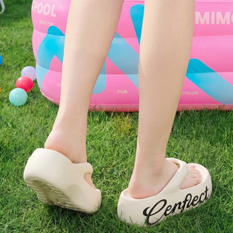 Women Summer Platform Flip Flops Thick Sole Soft EVA Home Beach Slippers For Female Leisure Beach Slides Girls High Heel Sandals