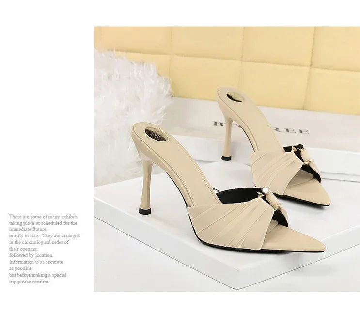 BIGTREE Summer Woman Slippers Fashion Open Toe Thin High Heels Shoes Street Style Stripper Party Slides Zapatos De Mujer