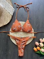 Leopard Halter Scrunch Butt Micro Thong Bikini Women Swimwear Female Swimsuit Two-pieces Bikini Set Bather Bathing Suit Swim