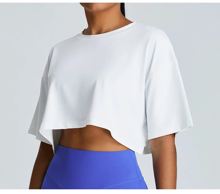 Yoga Sport Shirt Quick Drying Breathable Quick Drying Short Sleeve Loose Top Fitness Fitting Running Summer Gym Sports T-Shirt