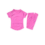 2 Piece Women Solid Color Set Summer Casual Short Sleeve T-Shirt High Waist Long Pants Soft Breathable Tracksuit Daily Outfit