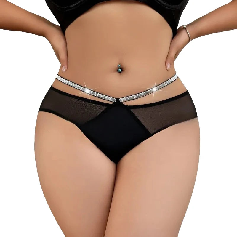 1pcs Plus Size 1XL-4XL Sexy Women Mesh Panties Low Waist Breathable Comfortable Lady Briefs Female Underwear Elegant Underpants