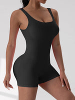 Women's Solid Colour Threaded Backless Yoga Suit U Neck Sleeveless Sports Jumpsuit Stretch Women Bodysuit Without Bust Pads