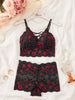 Sexy Lips Print Women's Underwear Set Thin Wireless Unlined Bra Sheer Sexy Lingerie Sleepwear for Women