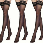 Sexy Stockings 3 Pairs Women Thigh High Lace Stockings Over Knee Socks in Three Colors Sheer Leg Wear for Party Club Daily