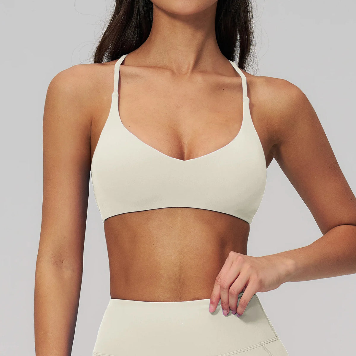 Summer U-Shaped Multi-Strap Cross Back Women Pilates Fitness Sports Bra Top Gym Yoga Athletic Tight Workout Jog With Chest Pad