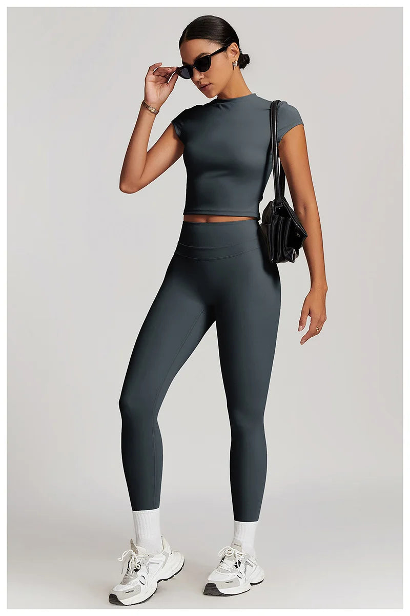 Yoga Set 2PCS Women Tracksuit Nude Feeling Workout Sets Gym Clothes Push Up Fitness Running Sportwear Sport Bra Leggings Suit