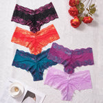 5pcs 1XL-4XL Plus Size Floral Panties Breathable Comfortable Female Underpants Fashion Sexy Lace Lingerie Elegant Lady Briefs