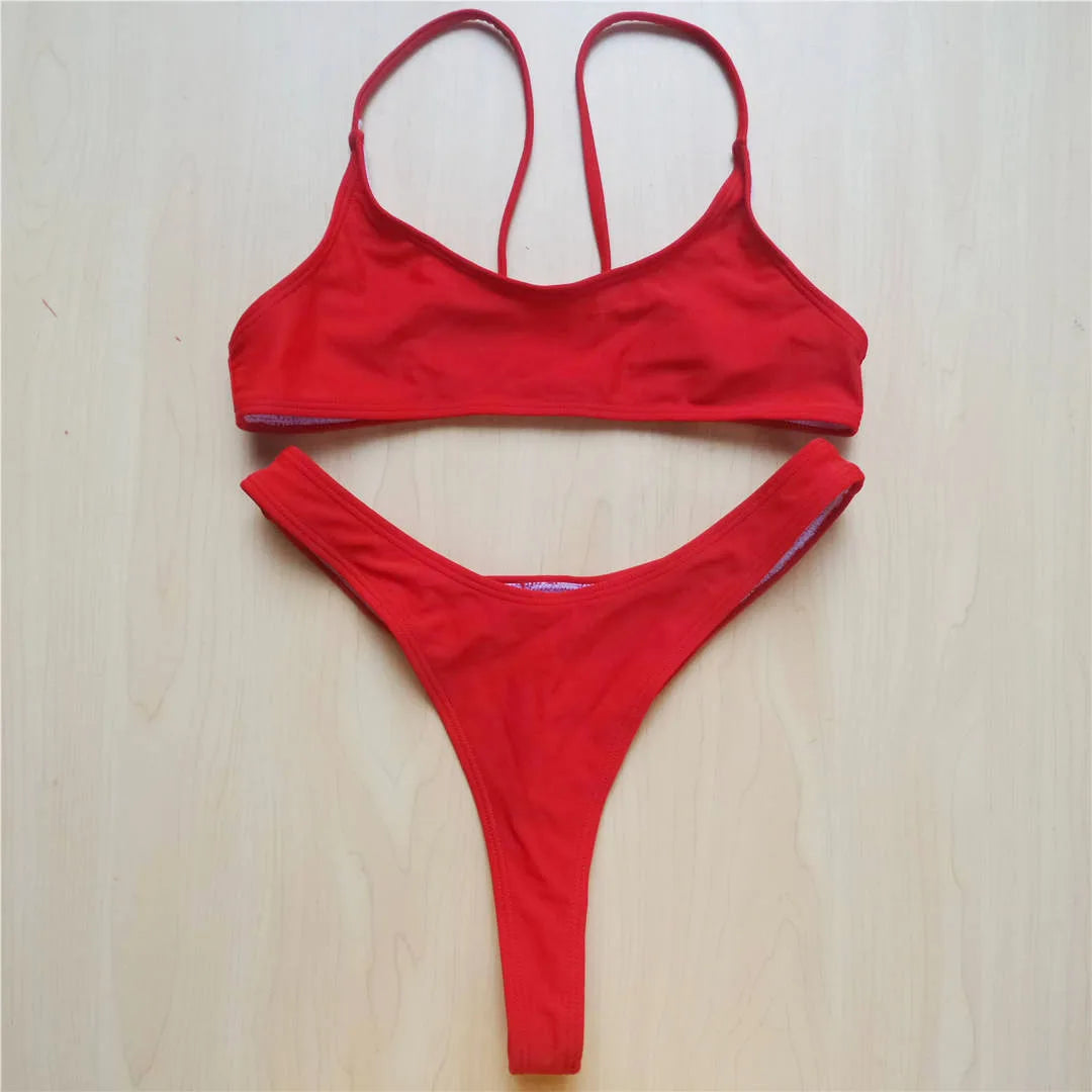 Sexy Black Tiny High Cut Leg Thong Bikini Female Swimsuit Women Swimwear Two-Pieces Bikini Set Bather Bathing Suit Swim V517C