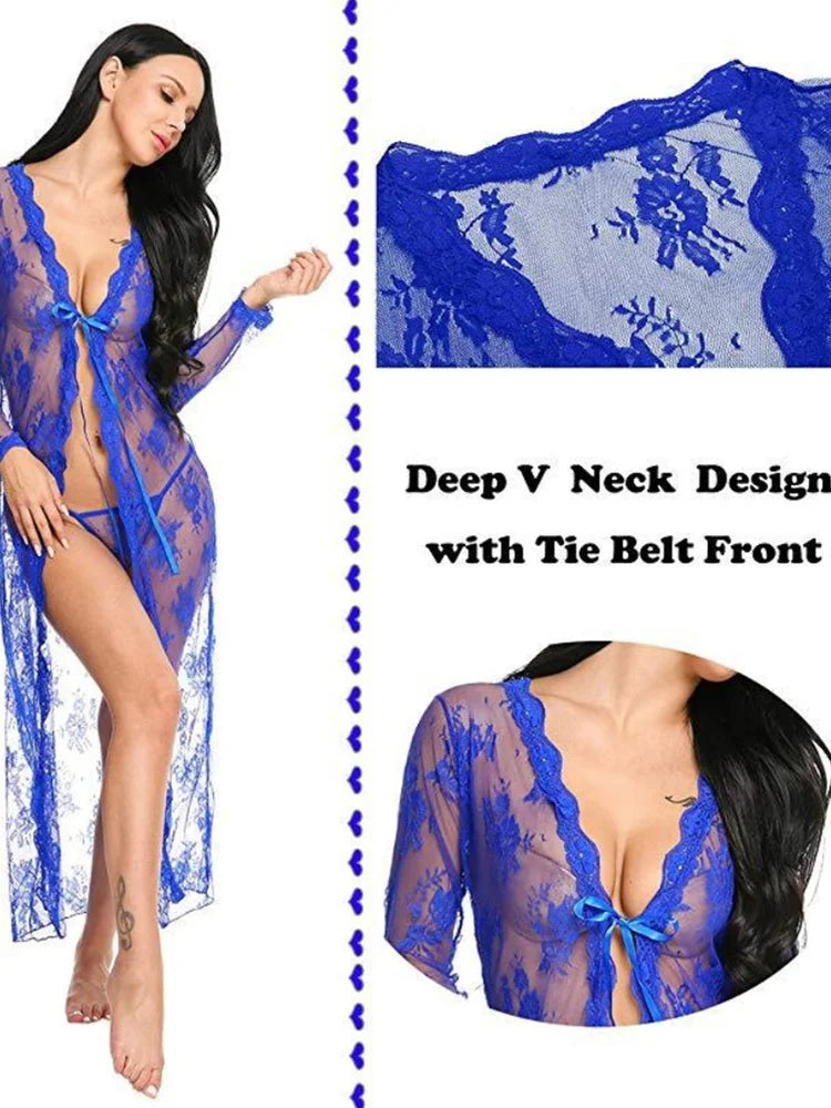 Suspender Underwear Front Open Lace-Up Dress Sexy Clothes For Women Lace Black Plus Size Nightgowns Open Lingerie Skirt Set