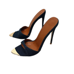 Denim Women Slippers Metal Decoration Pointed Toe Mules Shoes Women Super-high Heel Gladiator Sandals Sexy Luxury Women's Shoes