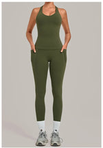 Women's Seamless Yoga Sets Sports Fitness Hip-lifting High Waist Pant Sleeveless Backless Suits Workout Running Leggings Sets