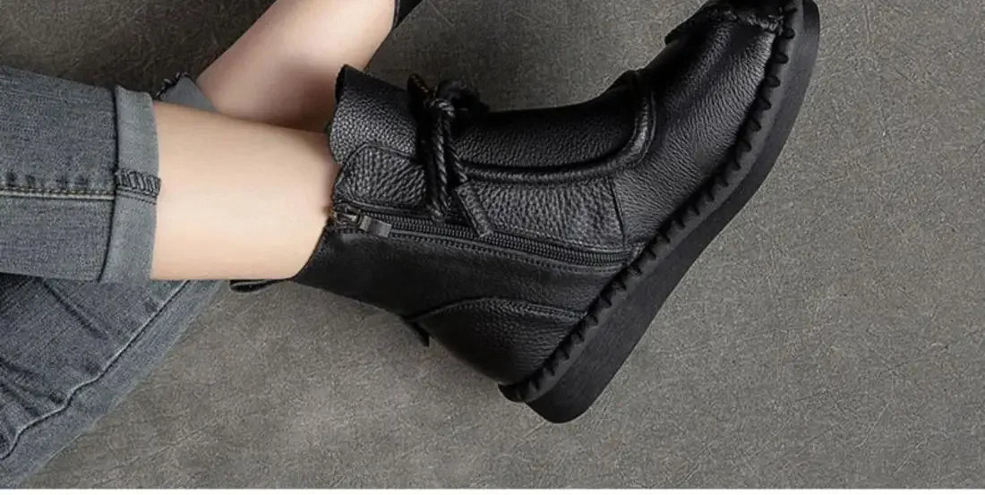 Shoes for WomenCross-tied Ladies Boot Daily Boots Hot Sale Cotton Shoes Round Toe Comfortable Flat Shoes Women Ankle Boots