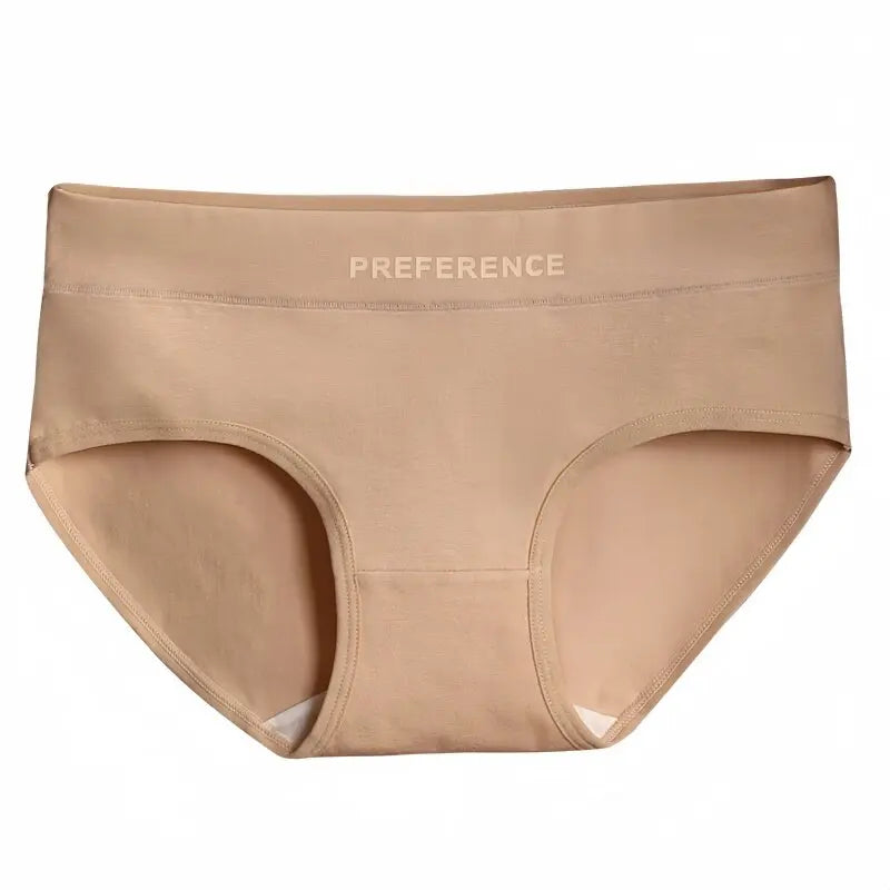 1-Pack Women Cotton Panties Mid Waist Briefs in Warm Tan Minimalist Breathable Intimates Ladies Underwear Size M-2XL