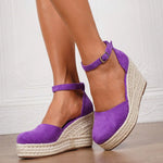 2025 Comfy Walk Big Size 43 Summer Bohemian Platform Espadrilles Sandals Women Ankle Strap Sandals High Heels Wedges Shoes Woman