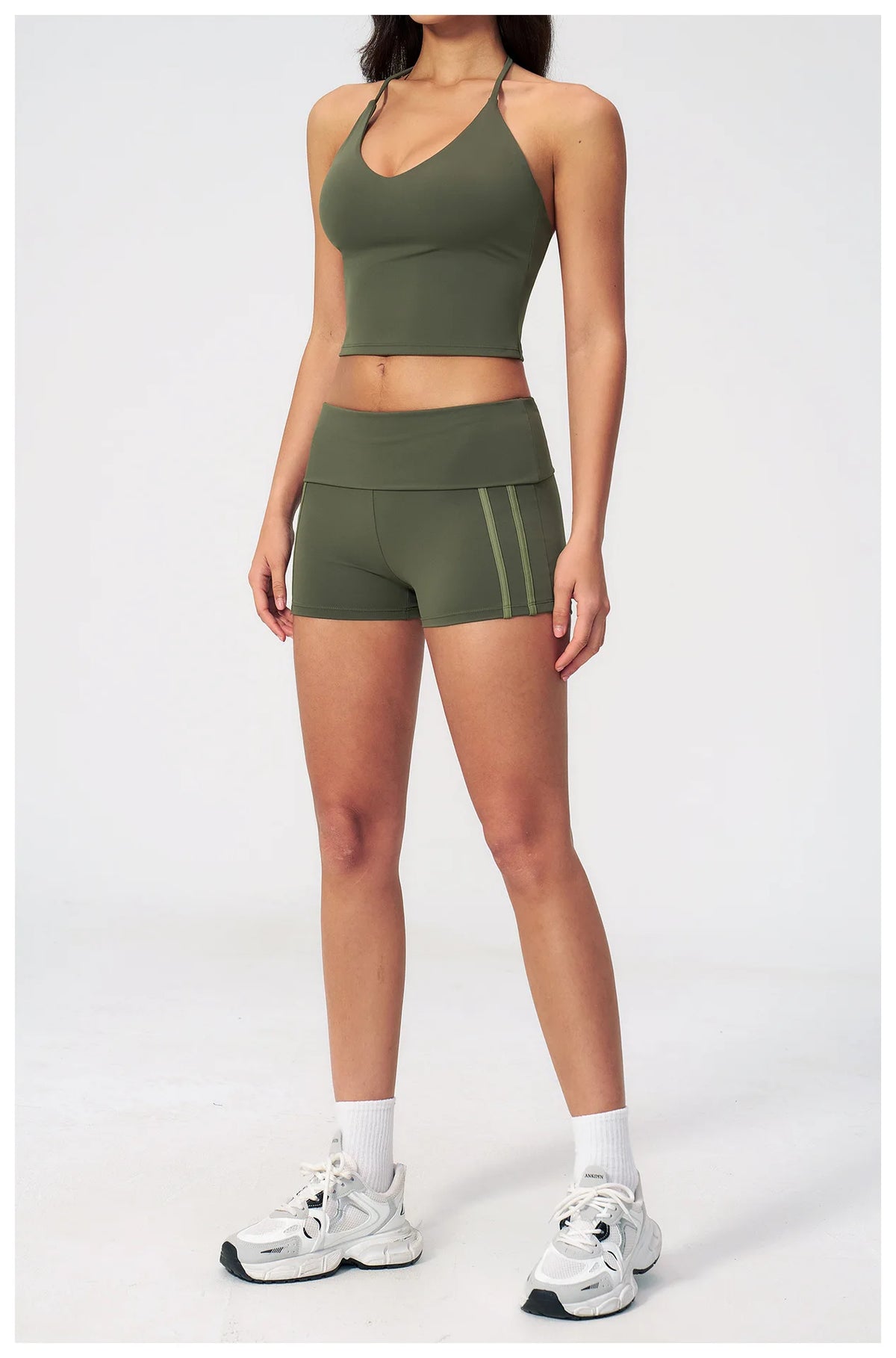 Color Blocked Yoga Suit 2 Pieces Women Slim Sports Tank Top High Waist Leggings Shorts Outfit Tight Outdoor Running Fitness Suit
