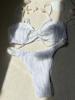 Wrinkled Crinkled Tie Knotted Bikini Women Swimwear Female Swimsuit Two-pieces Bikini Set Brazilian Bathing Suit Swim Beach Wear