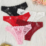 1pc Women's Multi-Color Lace Panty Low-Rise Bowknot Lingerie Hollow Out Semi-Covered Butt Heart Buckle Soft Breathable Underwear