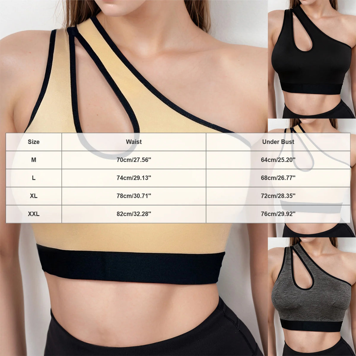 Women Sports Bra Asymmetric One Shoulder Hollow Out Design Yoga Bralette Seamless Breathable Workout Underwear For Gym Running