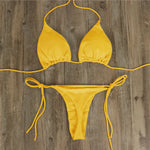 Women Thong Bikini Set Side Tie Sexy Swimsuit Bandage Style Brazilian Swimwear Woman Clothing Red/Blue/Black/White/Wine Red/Pink