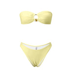 2026 Summer Womens Solid Color Bikini Sets Strapless Bra Tops with Thong Swimsuits 2 Pcs Set Bathing Suits for Beach Pool