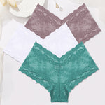 Sexy Lace Panties Women Boyshort Underwear 3Pcs/set Low-Rise Underpants S-XL Ladies Floral Panties Sexy Boyshort Female Lingerie