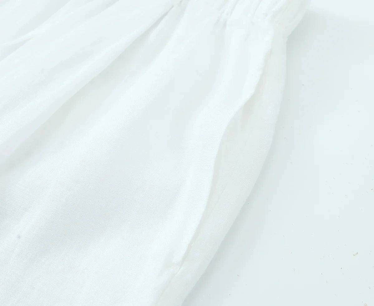 Foridol Cotton Linen White Long Pants Women Spring Summer Casual Wide Leg Pants Pantalones Elastic Waist Sash New Female Pants
