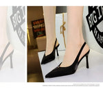 BIGTREE Shoes Sweet Metal Decoration Women Pumps Pointed High Heels silks satins heeled Sandals Women Summer Shoes Stiletto 8 cm