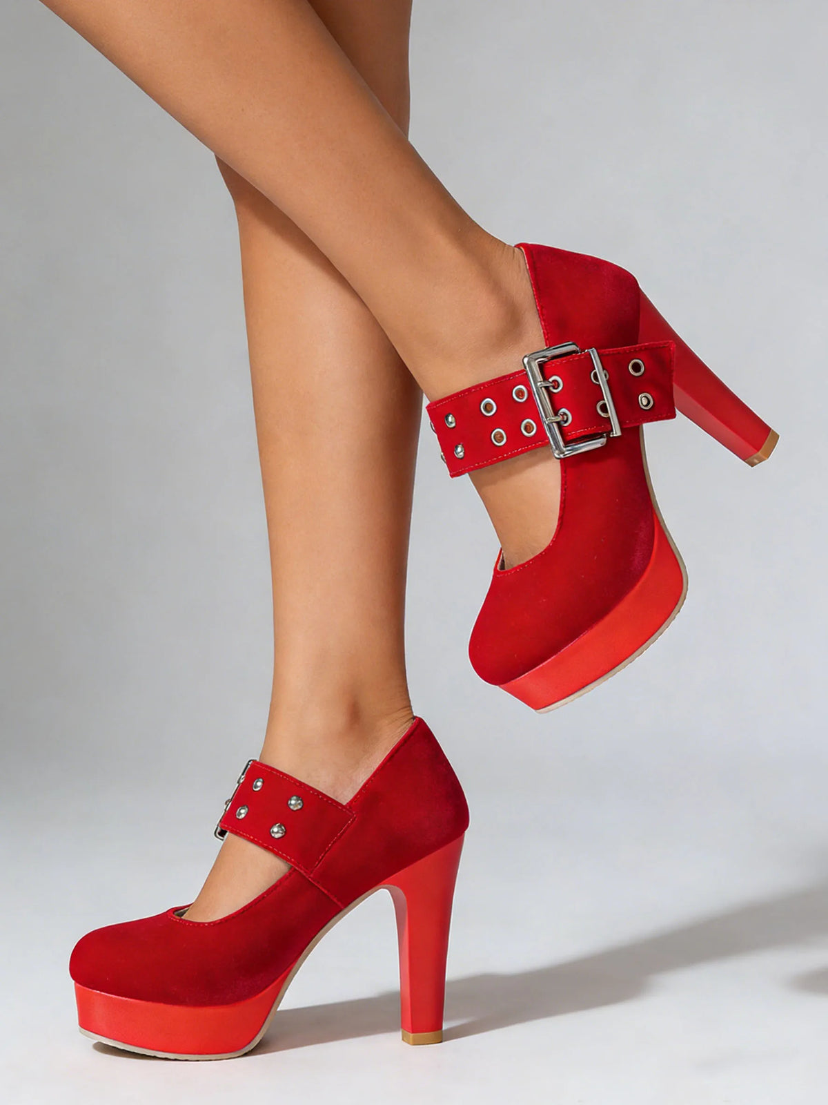 2026 Big Size 33-43 Retro Black Office Lady Buckle Strap Mary Janes Platform Pumps Elegant Red 10.5cm High Heels Shoes Women